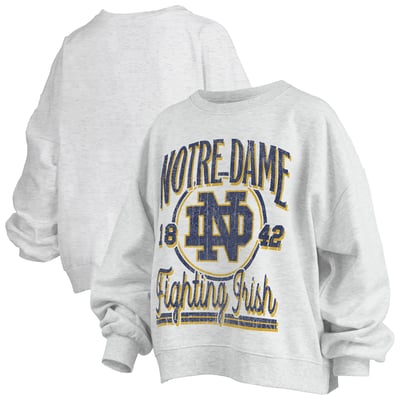 Notre Dame Fighting Irish Pressbox Women's Oversized Bravo Melange Janise Sweatshirt - Heather Gray