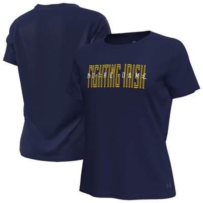  Notre Dame Fighting Irish Under Armour Women's Tech Stretch T-Shirt - Navy