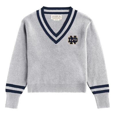  Notre Dame Fighting Irish Uscape Apparel Women's Renew V-Neck Sweater - Ash
