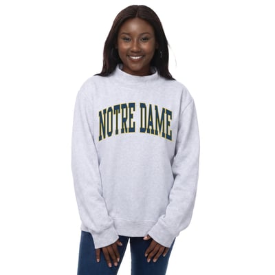 Notre Dame Fighting Irish ZooZatz Women's Team Arch Mock Neck Sweatshirt - Gray