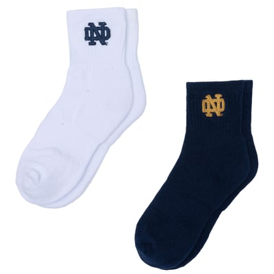 Notre Dame Fighting Irish ZooZatz Women's Two-Pack Quarter-Length Socks - White/Navy