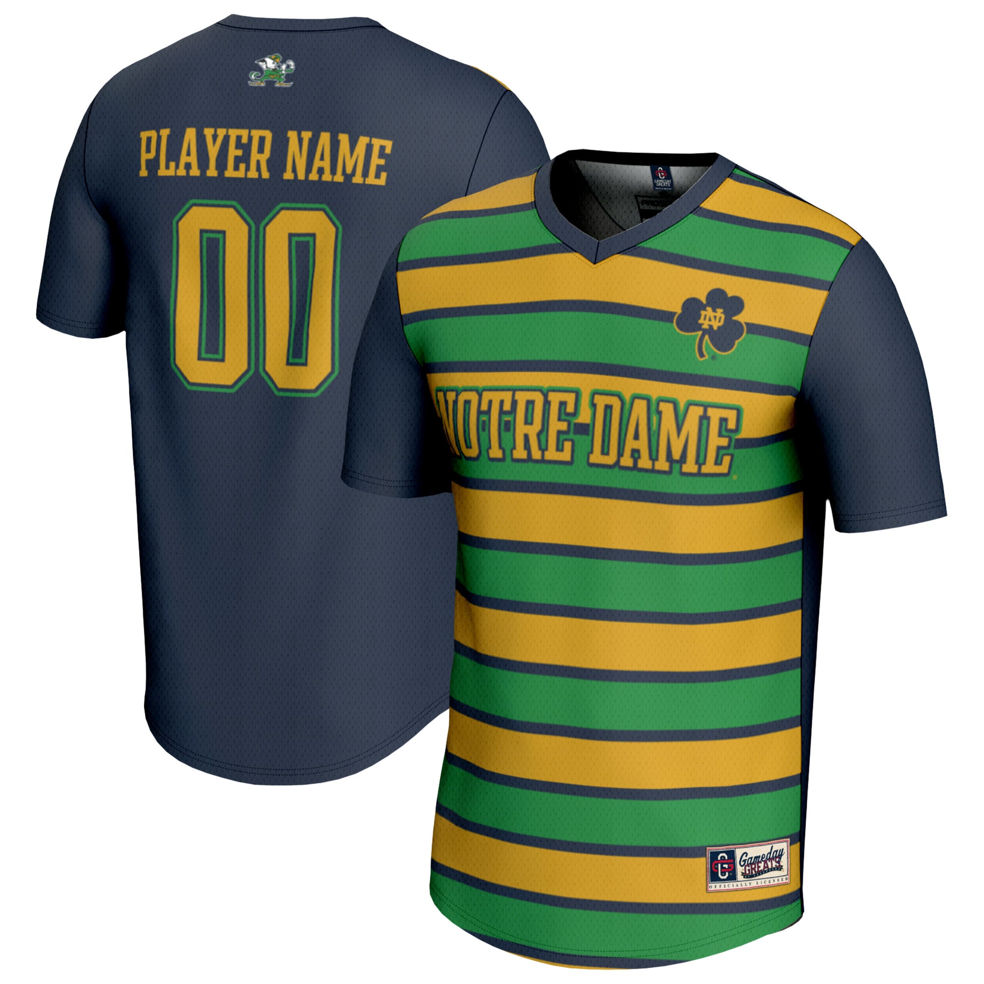 Notre Dame Fighting Irish Youth Collegiate Men's Soccer NIL Pick A Player Fashion Jersey Navy/Gold