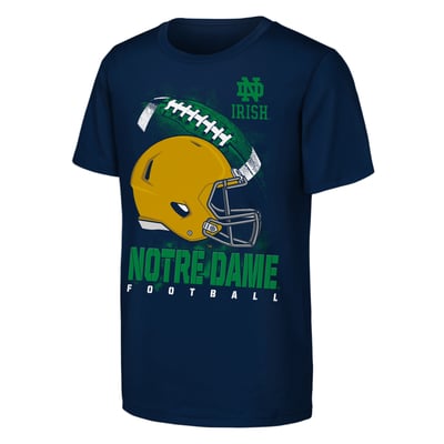  Notre Dame Fighting Irish Outerstuff Youth For the Glory Football Helmet T-Shirt - Navy