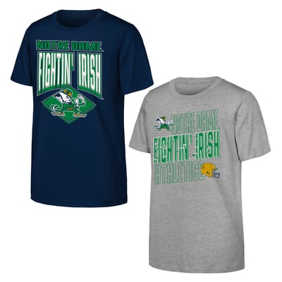 Notre Dame Fighting Irish Outerstuff Youth Trench Kings 2-Pack T-Shirt Set - Navy/Gray