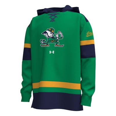  Notre Dame Fighting Irish Under Armour Youth Gameday Hockey Hoodie - Green