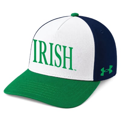 Notre Dame Fighting Irish Under Armour Youth Blitzing Accent Adjustable Hat - White/Kelly Green