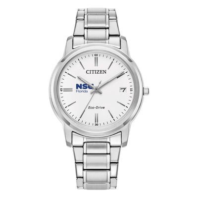  Nova Southeastern Sharks Citizen Watch Women's Eco-Drive White Dial Stainless Steel Watch - Silver