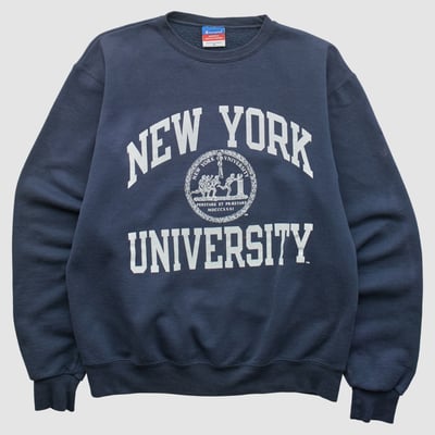 NYU Violets Champion 2000s Pullover Sweatshirt - Navy - XS by Fanatics Real Vintage