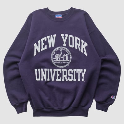 NYU Violets Champion 2000s Pullover Sweatshirt - Purple - S by Fanatics Real Vintage