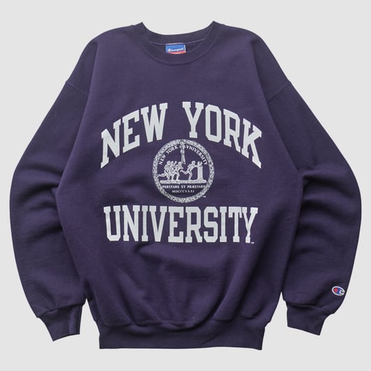 NYU Violets Champion 2000s Pullover Sweatshirt - Purple - S by Fanatics Real Vintage