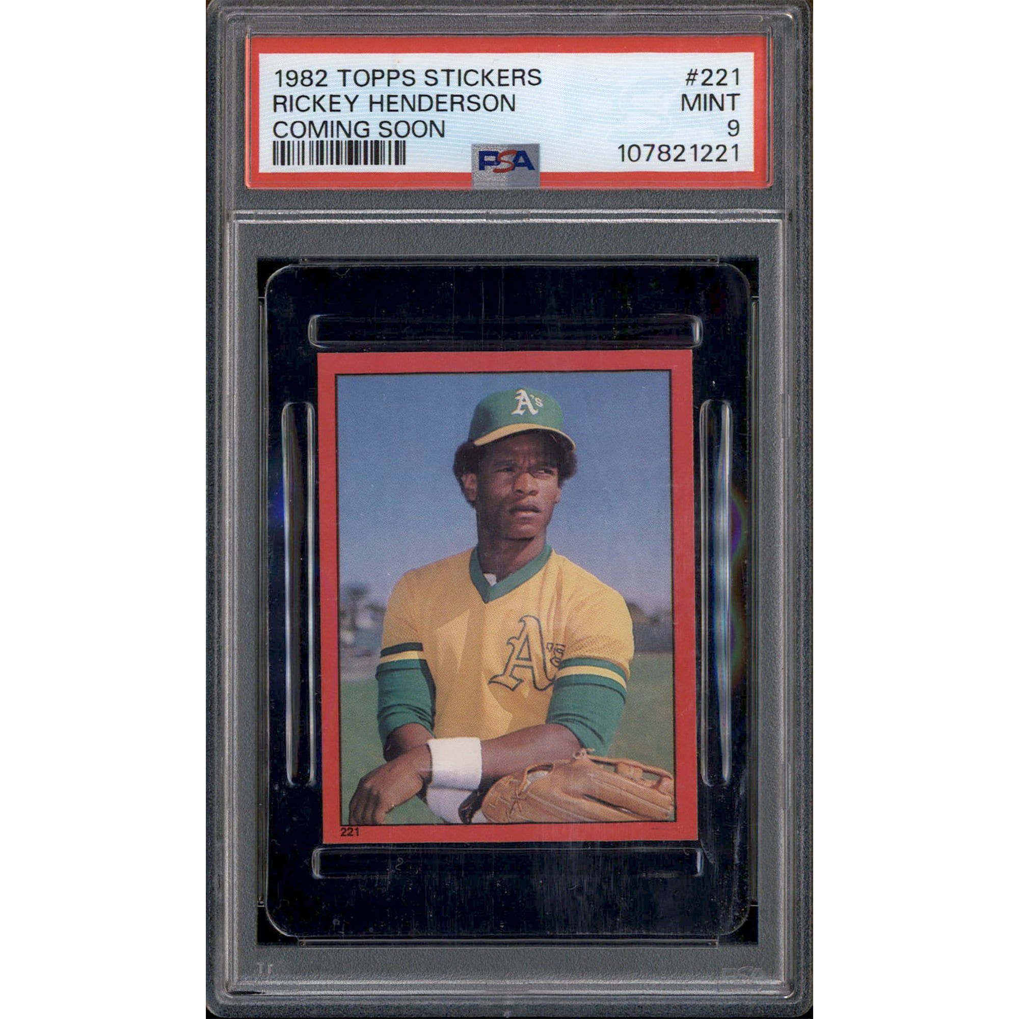 1982 Topps Stickers Coming Soon #221 Rickey Henderson PSA 9