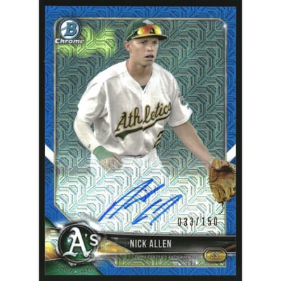 2018 Bowman Chrome Prospect Autographs Blue Mojo Refractors #BCPANA Nick Allen