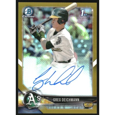 2018 Bowman Chrome Prospect Autographs Gold Refractors #CPAGD Greg Deichmann