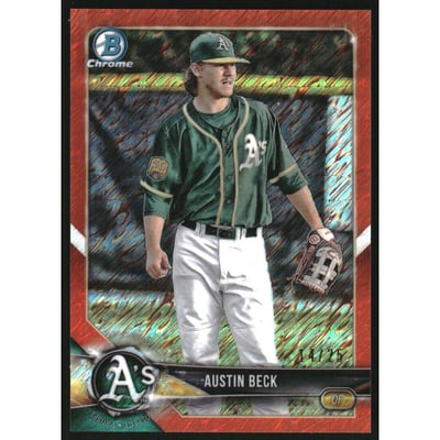 2018 Bowman Chrome Prospects Orange Shimmer Refractors #BCP6 Austin Beck