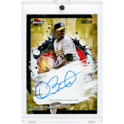Dave Stewart Oakland Athletics Autographed 2024 Topps Finest Gold Refractor #FA-DS #8/50 Card 