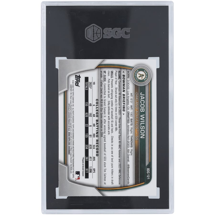 Jacob Wilson Oakland Athletics 2023 Bowman Chrome Draft 1st Bowman 