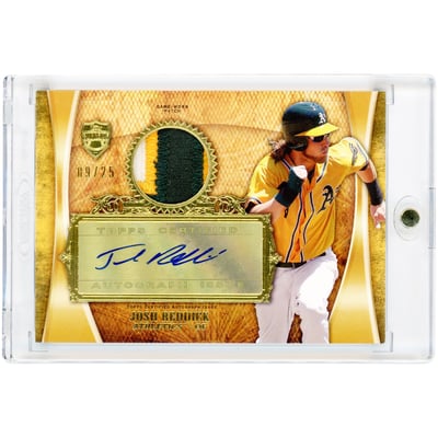 Josh Reddick Oakland Athletics Autographed 2013 Topps Supreme Autograph Patch Game Used Tri-Color Jersey Relic #APR-JRE #9/25 Card 
