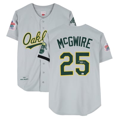 Mark McGwire Oakland Athletics Fanatics Authentic Autographed Grey 1989 World Series Mitchell & Ness Authentic Jersey