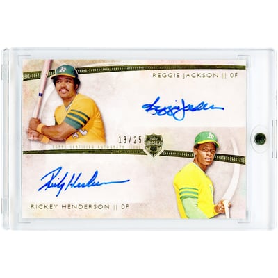 Reggie Jackson & Rickey Henderson Oakland Athletics Autographed 2014 Topps Supreme Dual Auto #DA-JH #18/25 Card