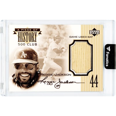 Reggie Jackson Oakland Athletics 1999 Upper Deck A Piece of History 500 HR Club Game Used Bat Relic #563HR Card