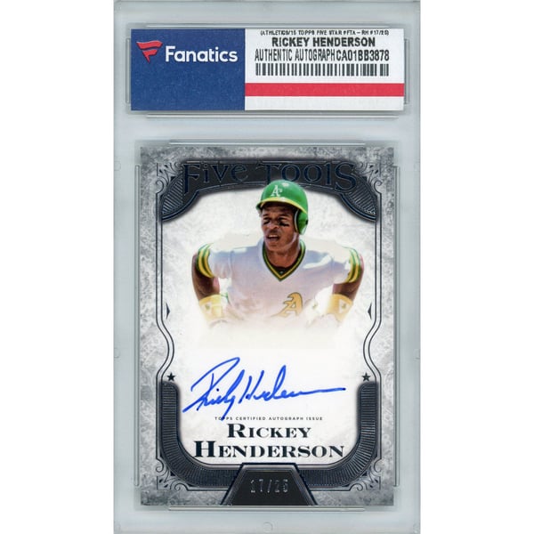 Autographed Athletics Rickey Henderson 2015 Topps Five Star #FTA 