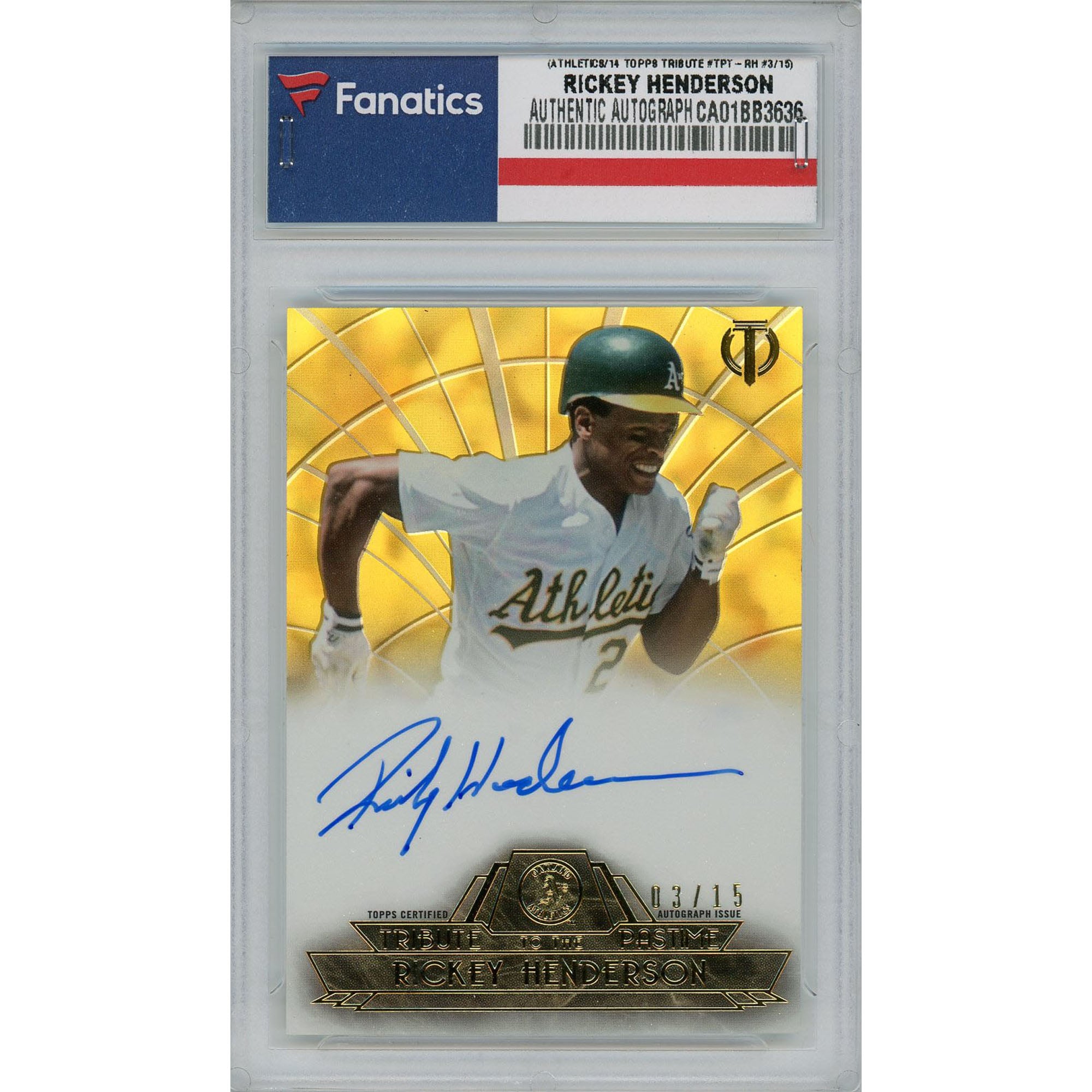 2014 Topps Rickey Henderson Auto & Jersey card MLB Oakland 