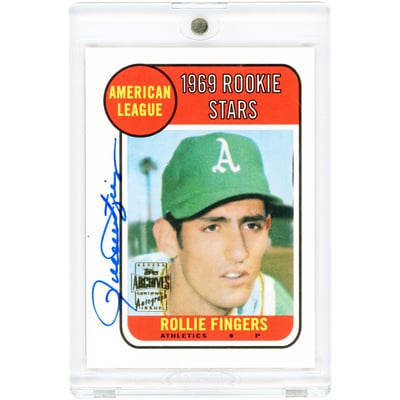 Rollie Fingers Oakland Athletics Autographed 2001 Topps Archives 1969 Topps Design #597 Card
