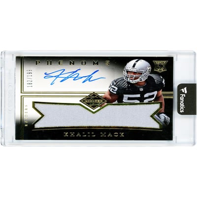 Khalil Mack Oakland Raiders Autographed 2014 Panini Limited Phenoms NFL Rookie Premier Jersey Relic #189 #182/199 Rookie Card 