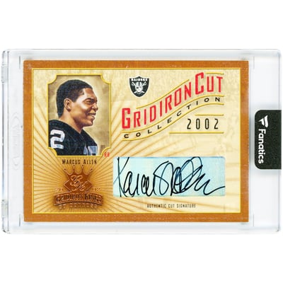 Marcus Allen Oakland Raiders Autographed 2002 Donruss Gridiron Kings Gridiron Cut Collection #GC-16 #16/50 Card