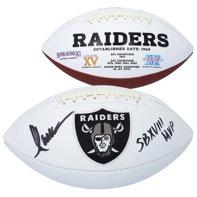 Marcus Allen Oakland Raiders Fanatics Authentic Autographed White Panel Football with "SB XVIII MVP" Inscription