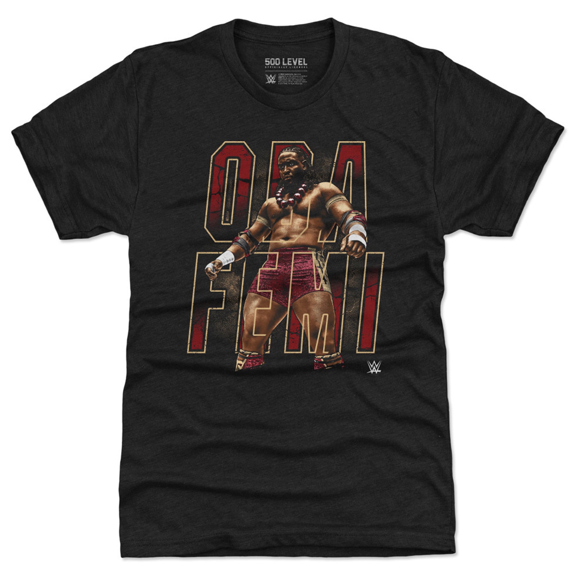500 Level Oba Femi Black Outline Name Tri-Blend T-Shirt