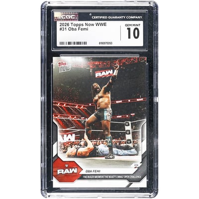Oba Femi WWE 2026 Topps Now WWE The Ruler Answers the Beast's WM42 Open Challenge #31 CGC Authenticated 10 Card