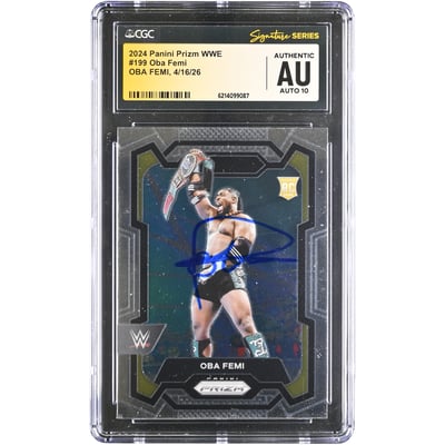Oba Femi WWE Autographed 2024 Panini Prizm #199 CGC Fanatics Witnessed Authenticated AUTO 10 Card