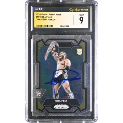 Oba Femi WWE Autographed 2024 Panini Prizm #199 CGC Fanatics Witnessed Authenticated MINT 9 Card