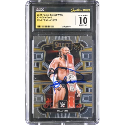 Oba Femi WWE Autographed 2024 Panini Select #38 CGC Fanatics Witnessed Authenticated 10/10 Rookie Card