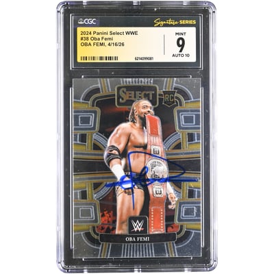 Oba Femi WWE Autographed 2024 Panini Select #38 CGC Fanatics Witnessed Authenticated 9/10 Rookie Card
