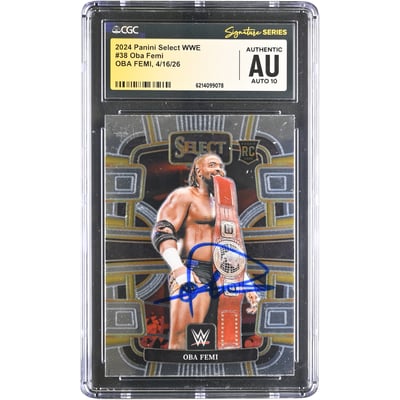 Oba Femi WWE Autographed 2024 Panini Select #38 CGC Fanatics Witnessed Authenticated AUTO 10 Card