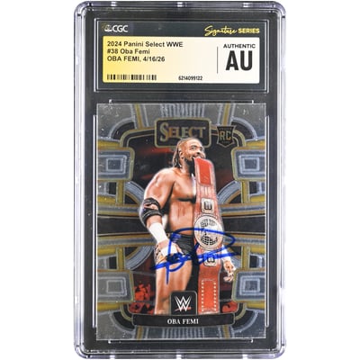 Oba Femi WWE Autographed 2024 Panini Select #38 CGC Fanatics Witnessed Authenticated Rookie Card