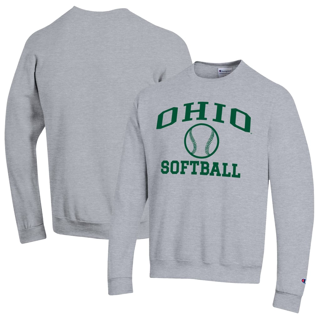  Ohio Bobcats Champion Icon Softball Powerblend Pullover Sweatshirt - Gray