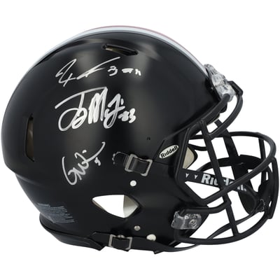 Garrett Wilson, Jaxon Smith-Njigba & Terry McLaurin Ohio State Buckeyes Autographed Fanatics Authentic Riddell Black Speed Authentic Helmet