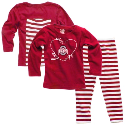 Ohio State Buckeyes Wes & Willy Girls Infant Long Sleeve Top and Pant Set - Red
