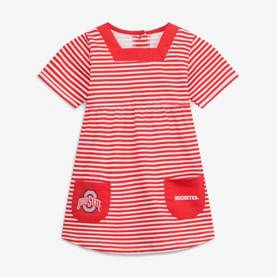 Ohio State Buckeyes Girls Toddler Square Neck Striped Dress - Scarlet
