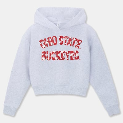 Ohio State Buckeyes ZooZatz Girls Youth Cropped Hoodie - Heather Gray
