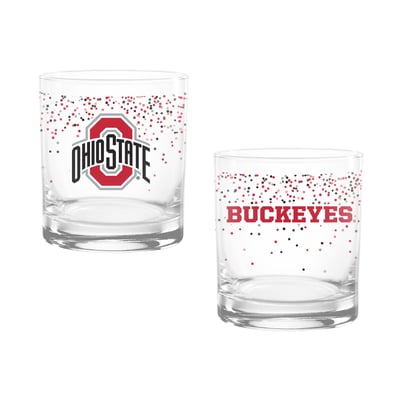Indigo Falls Ohio State Buckeyes Confetti Rocks Glass Set of 2
