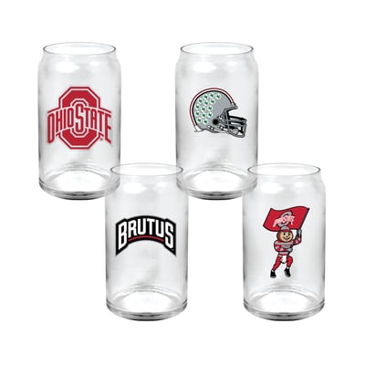  Ohio State Buckeyes Indigo Falls Core Collectors Glass Can 4-Pack Set