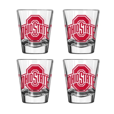 Ohio State Buckeyes Logo Brands Four-Piece Stripe Shot Glass Set