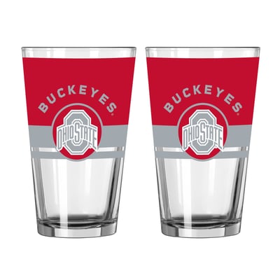 Ohio State Buckeyes Logo Brands Two-Piece 16oz. Horizon Pint Glass Set
