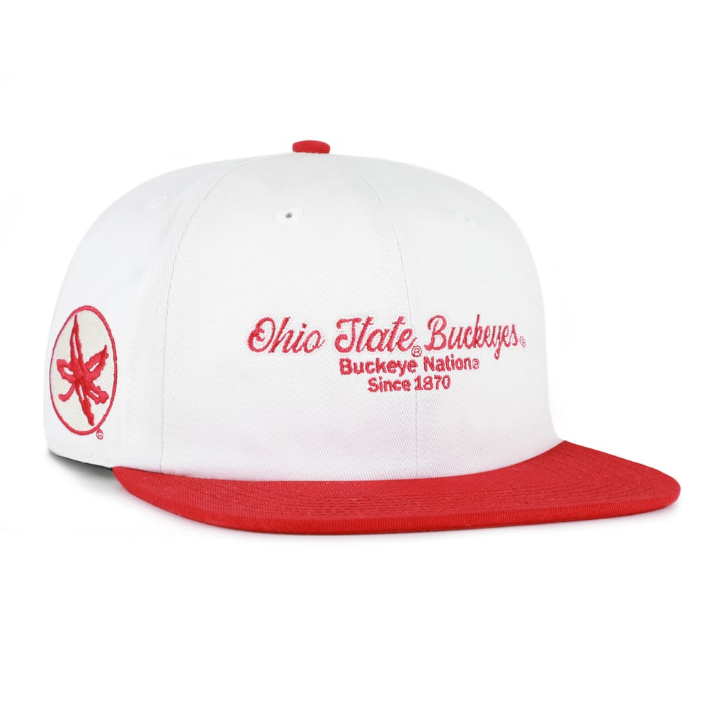 Ohio State Buckeyes '47 Script Stack Relaxed Captain Adjustable Hat - White/Scarlet