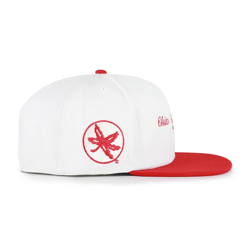 Ohio State Buckeyes '47 Script Stack Relaxed Captain Adjustable Hat - White/Scarlet