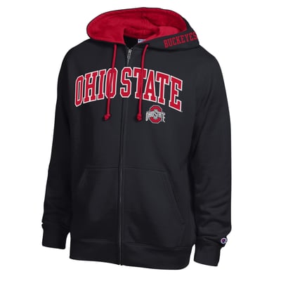 Ohio State Buckeyes Champion Arch Logo Full-Zip Fleece Hoodie - Black